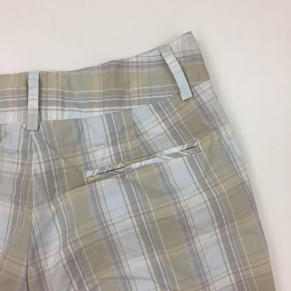BUGATCHI Multi Color Plaid Gold Logo Button Bermuda Shorts/Cropped Pants - Picture 7 of 8